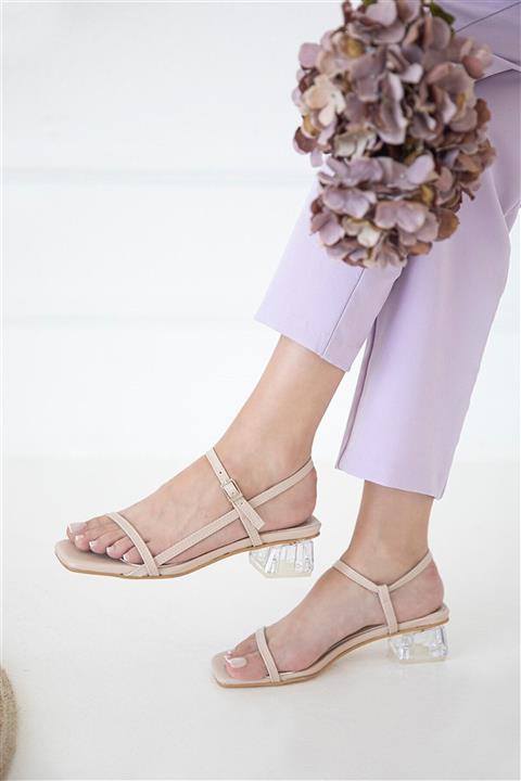 STRASWANS Fontana Kadın Topuklu Küt Burun Sandalet Ten