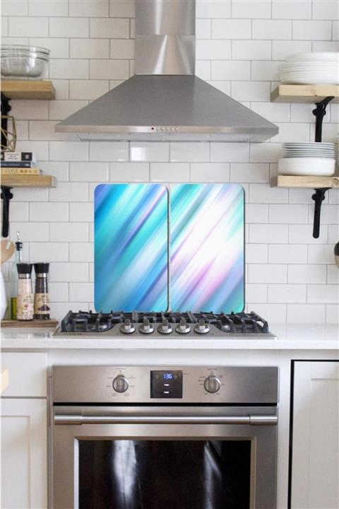 Saban 2' Li 30x52 Cm Flaş Desenli Cam Ocak Arkası Koruyucusu - Kesme Tahtası