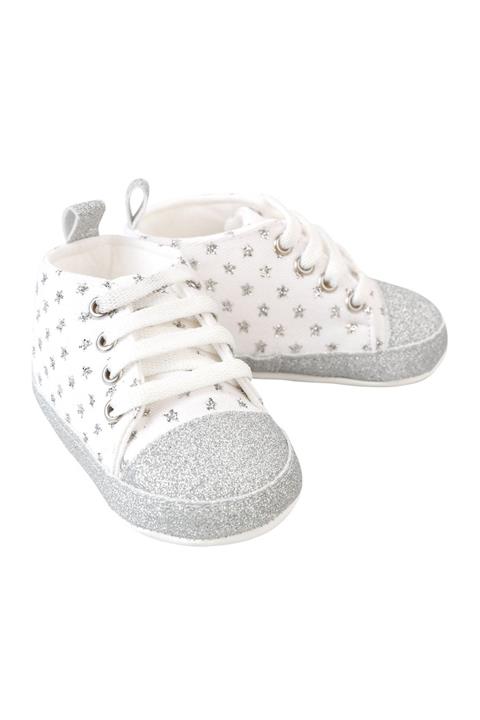 First Step Simli Yıldızlı Kız Patik - Gümüş