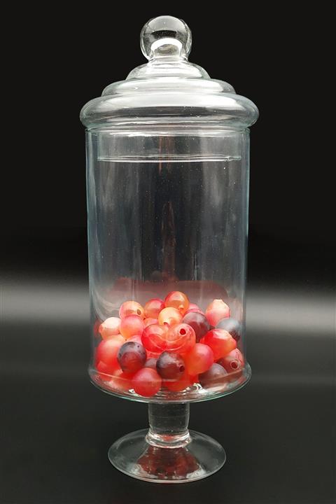 METROPOLAVM Cam Drajelik Ayaklı Kurabiyelik Silo 33x14cm