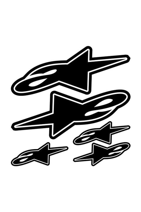 Sticker Sepetim Alpinestars Sponsor Set Siyah Dekoratif Çok Amaçlı Sticker