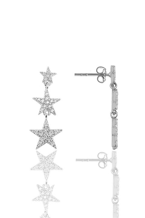 Söğütlü Silver Gümüş Rodyumlu Zirkon Taşlı Kayan Yıldızlar Küpe