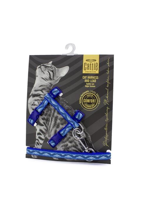 DIGERUI Cattie Premium Desenli Dokumadan El Yapımı Kedi Göğüs Takımı 40 Cm Mavi