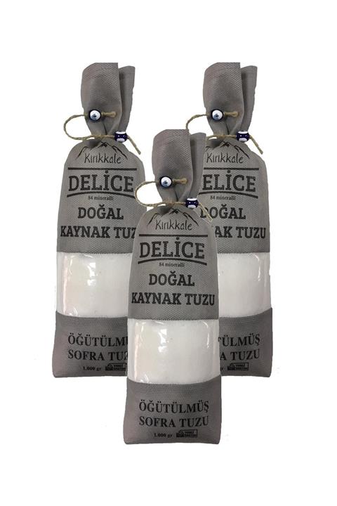 DELİCE Kırıkkale Doğal Kaynak Tuzu Öğütülmüş Sofra Tuzu 1000gr X3