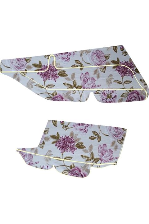 Vip Home Concept Pembe Çiçekli Gölgelikli Salıncak Minder Takımı Bahçe Salıncak Minderi