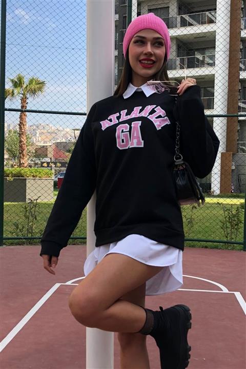 MODAGEN Siyah Oversize Atlanta Sweatshirt