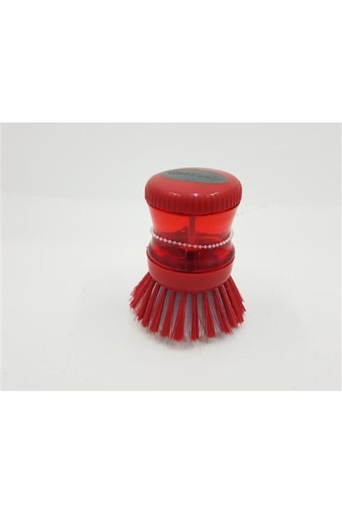 çilekev Kırmızı Pompalı Sıvı Deterjan Lavabo Fırçası Sabun Dağıtıcı