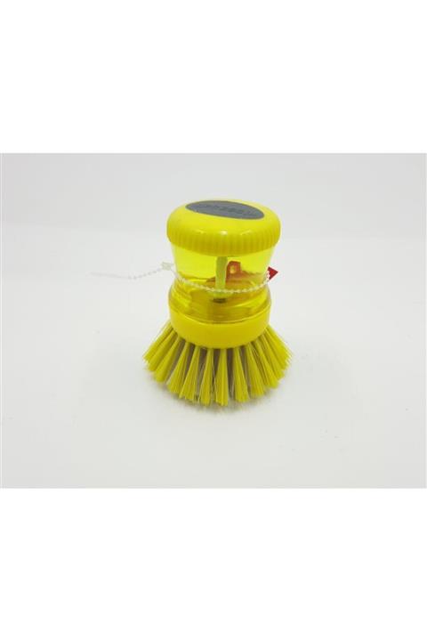 çilekev Sarı Pompalı Sıvı Deterjan Lavabo Fırçası Sabun Dağıtıcı