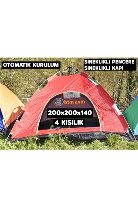 BKM 4 Kişilik Otomatik Kurulum Çadır 200x200x140