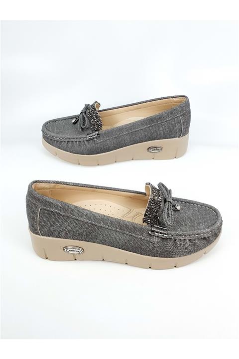 Kadir Ekici Kadın Gri Dolgu Topuk Ayakkabı