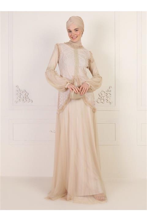 Mwedding Tüllü Abiye Elbise