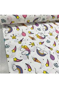 Bebek Özel Beyaz Unicorn Desenli Bebek Ve Çocuk Lastikli Çarşaf 60x120