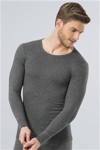 TÜREN Unisex Gri Melanj Termal Bsk Yaka Uzun Kol