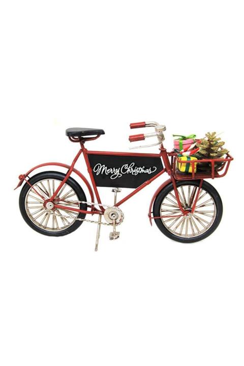 Berrinstore Dekoratif Metal Bisiklet Sepetli Vintage Ev Ofis Biblo Hediyelik
