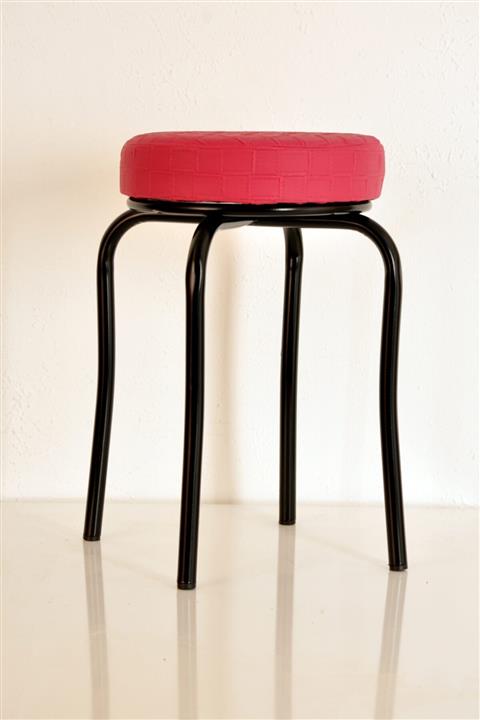 yılmaz masacılık 3 Lü Pembe Siyah Profil Tabure Metal Tabure Kalın Tabure Mutfak Taburesi