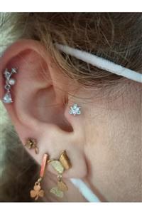 Arescollection Cerrahi Çelik Üçgen Model Gümüş Renk Tragus Piercingi