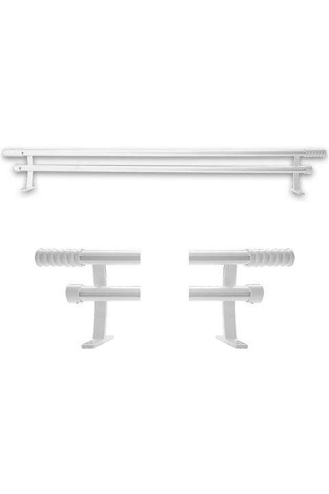 Perdejim Beyaz Alüminyum Çift Raylı Rustik Perde Askısı Rustik Borusu Ak04 150 cm