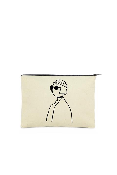 Çınar Bez Çanta Clutch Gözlüklü Kız Kanvas Makyaj Çantası