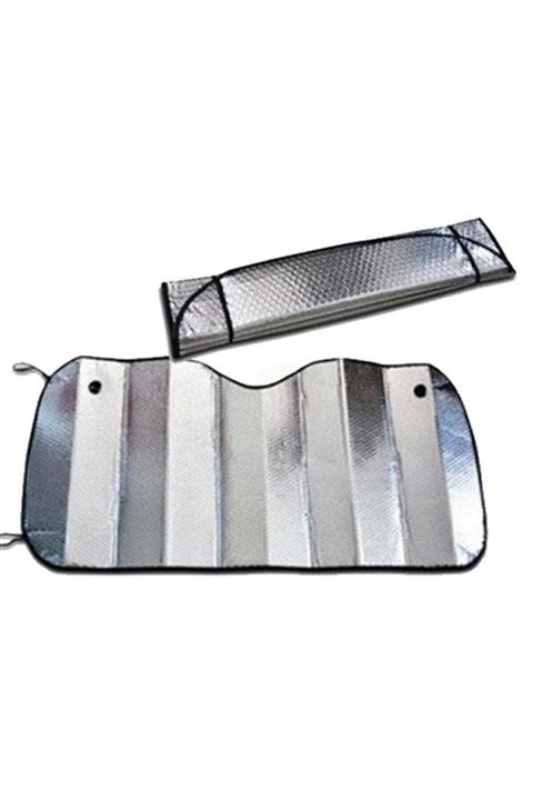 Aksesuarcım07 Universal Oto Cam Güneşlik Katlanabilir Parlak Vantuzlu 130x60cm