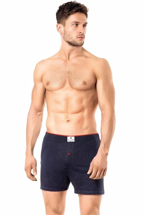 İki Yıldız Erkek Siyah Likralı Pamuk Penye Boxer