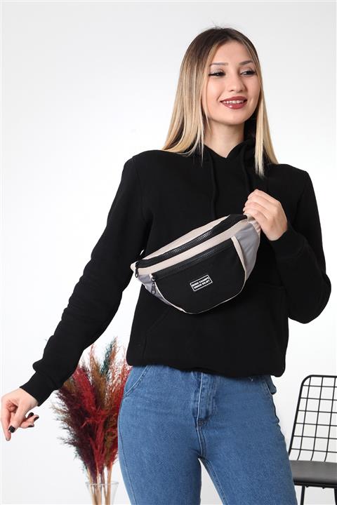 SHAKA U8 Krem/gri/siyah 2 Bölmeli Bel Çantası En:38 Boy:17 Genişik:7