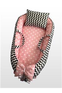 Babyce B045 - Pudra Yıldızlı ve Siyah Zigzag Babynest