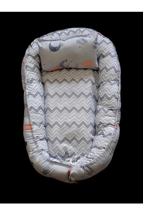 BabyCleane Ay-bulut Desenli Gri Bebek Yuvası