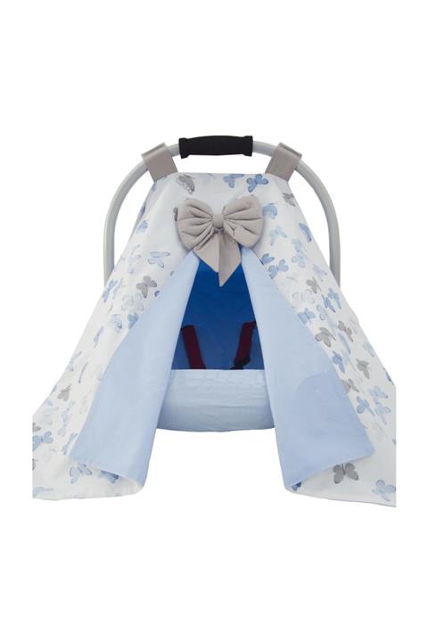 modastra Puset Örtüsü Mavi Kelebek Kombin Lastikli Çarşafı Hediye