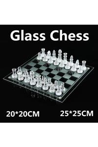 Aydınlı Glass Chess Cam Satranç Takımı Dekoratif Hediyelik