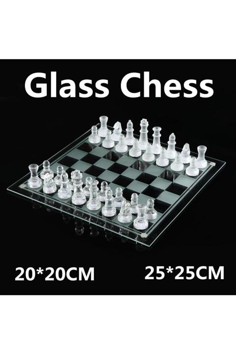 Huramarketing Glass Chess Cam Satranç Takımı Dekoratif Hediyelik