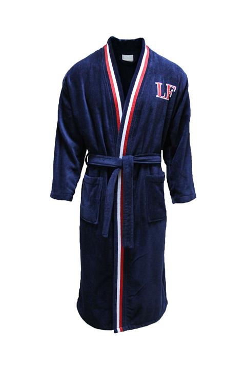 Lucy and Home Unisex Lacivert Kadife Bornoz