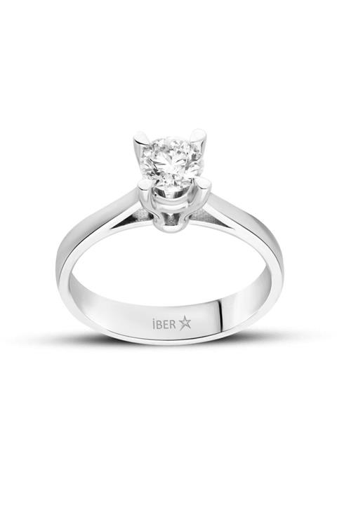 İBER DIAMOND Kadın Beyaz E Renk Sı2 0.60 Karat Pırlanta Tektaş Yüzük-syze006-060hrd