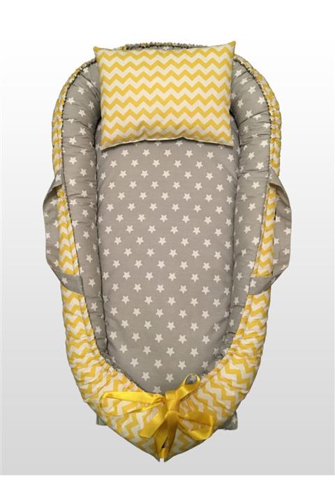 Babyce B037 - Gri Yıldızlı Ve Sarı Zigzag Babynest