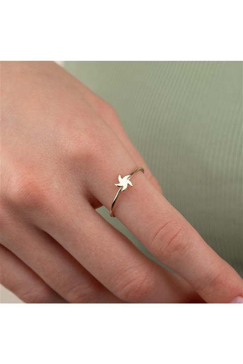 ELEF JEWELLERY Yıldız Figürlü 14 Ayar Altın Şans Yüzüğü Sarı 15