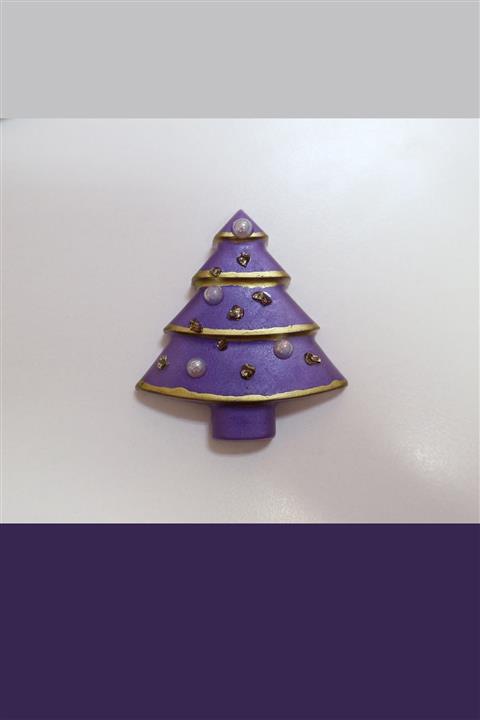 Bergmen Art Mor Süslü Çam Ağacı Buzdolabı Aksesuarı Magnet