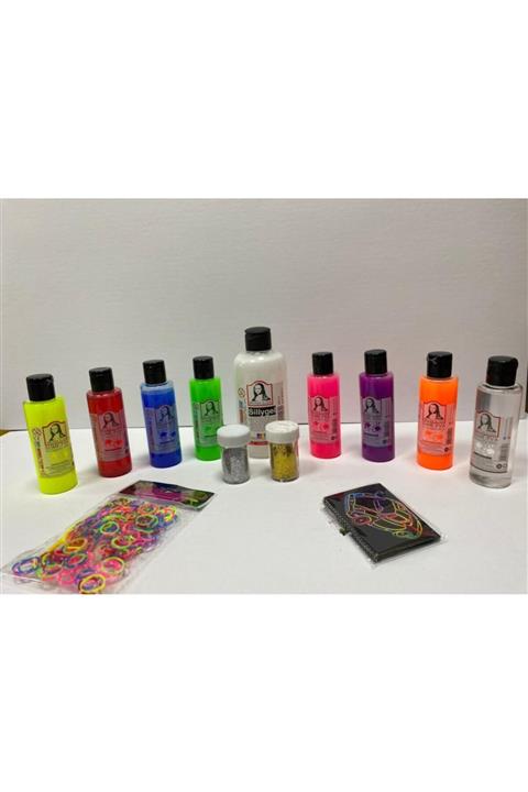 Südor Monalisa Set 8 Renk 70ml Slime + 1 Adet Boraks 25o Ml + Sim 2 Adet + Bileklik Set Ve Kazıma Kartı