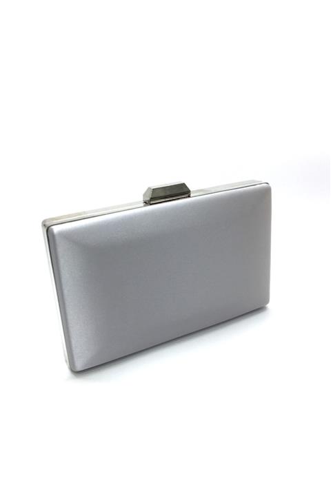 aysrbag Açık Gri Saten Abiye El Çantası Zincir Askılı