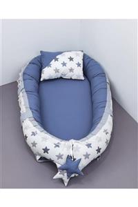 mordesign Babynest Bebek Yatağı Anne Yanı Yatak Yıldız Desen Indigo