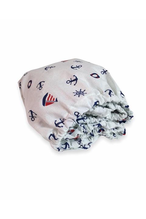 Bebek Özel Pamuklu Bebek Ve Çocuk Lastikli Çarşaf 70x130 Denizci Desen