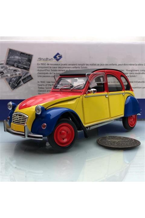 SOLİDO DİECAST 1985 Citroen 2cv 6 Ricard Yellow / Red / Blue 1:18 Ölçek Solido