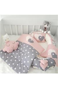 Jaju Baby Gri Pudra Yıldızlı Ortopedik Lüx Babynest Yıldız Set