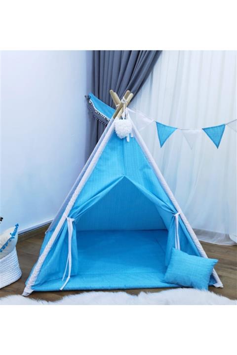 mordesing Mordesign Ahşap Kızılderili Oyun Çadırı Turkuaz Mr454 10372