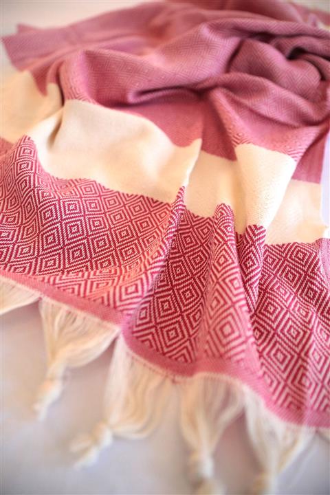 Vikunya Home Elmas Desen Kırmızı Peştamal