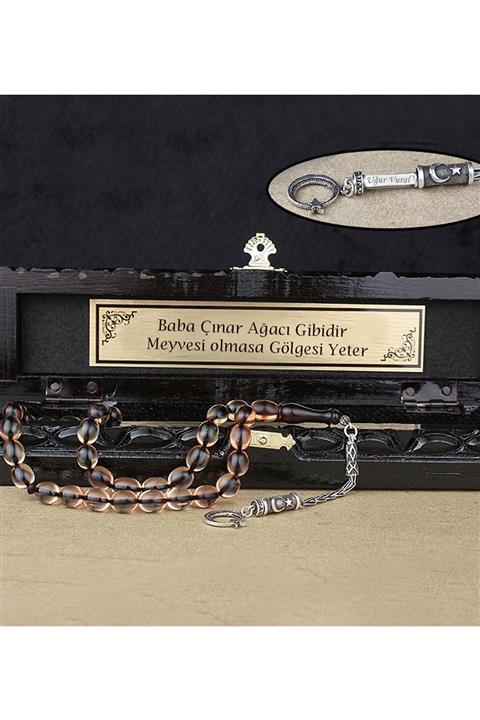 Papatya Silver 925 Ayar Gümüş Isimli Su Damlası Sıkma Kehribar Tesbih