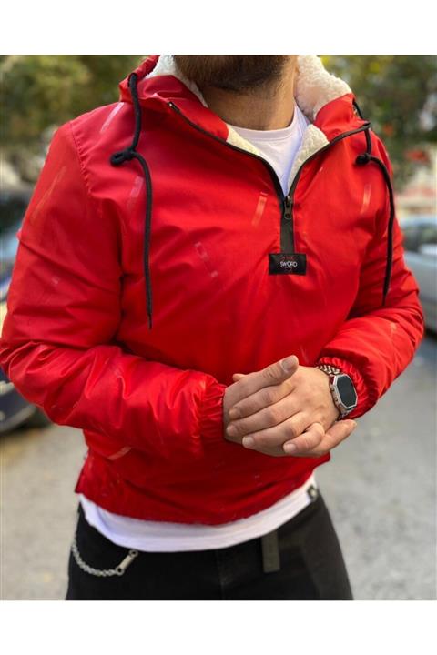 SWORD Erkek Kırmızı İçi Peluş Yağmurluk Rüzgarlık