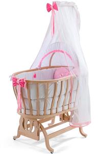 bamgidoo Organik Anne Yanı Sepet Beşik-Bebek Odası Karyola Anne Yanı Beşik-Pembe Nakışlı