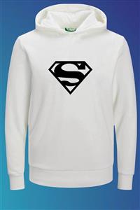 Outrail Beyaz Superman Logo Black Tasarım Sweatshirt