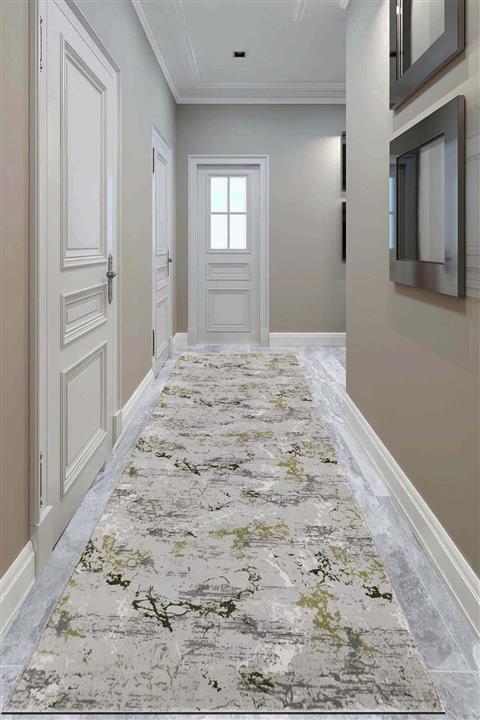 Babil Home Kaymaz Tabanlı Kesme Rulo Halı Yolluk 1024 Yeşil Mermer