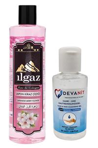 ILGAZ Japon Kirazı Kolonyası 400 ml + Devanit 50 ml Dezenfektan Jel Pürel