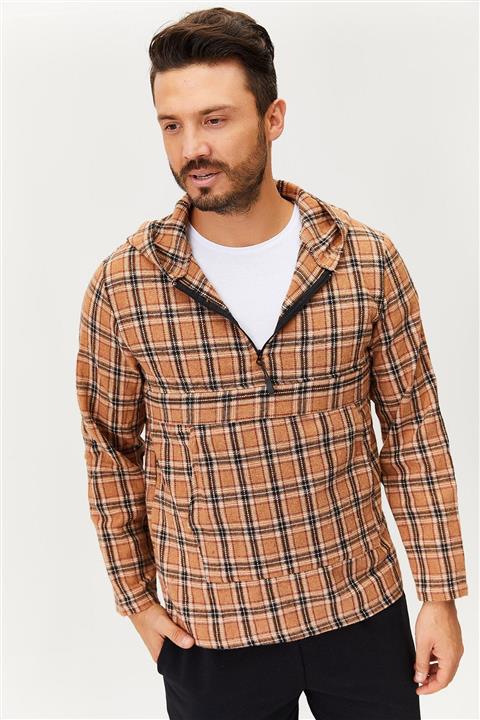 Depovip Erkek Kahverengi Oduncu Kanguru Cepli Yağmurluk